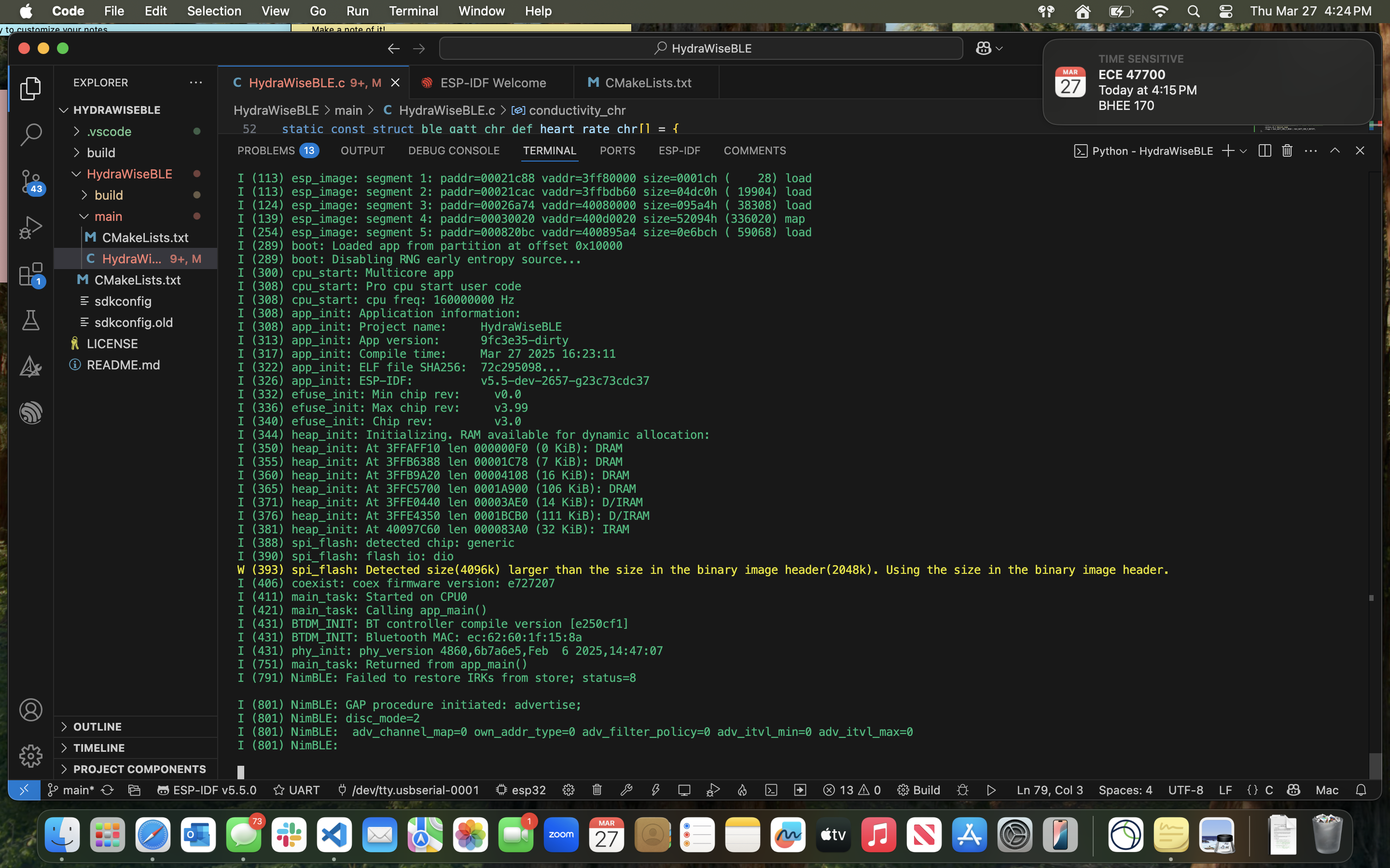 Initial ESP32 BLE Setup Connection